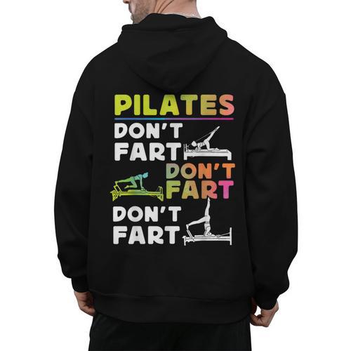 Pilates Instructor Teacher Watercolor Pilates Don't Fart Men Women Kids Men's Hoodie Back Print - teacherstshirts.com DE