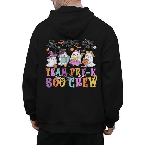 Pre-K Boo Crew Ghost Halloween Teacher Student Men's Hoodie Back Print - teacherstshirts.com AU