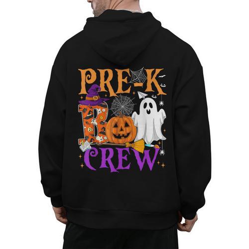 Pre-K Boo Crew Teacher Student Halloween Costume Men's Hoodie Back Print - teacherstshirts.com AU