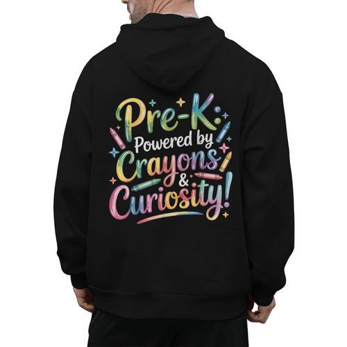 Pre-K Crayons & Curiosity Preschool Teachers Life Tie Dye Men's Hoodie Back Print - teacherstshirts.com AU