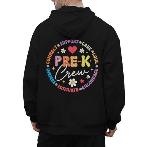 Pre-K Crew 1st Day Of School Preschool Teacher Men's Hoodie Back Print - teacherstshirts.com