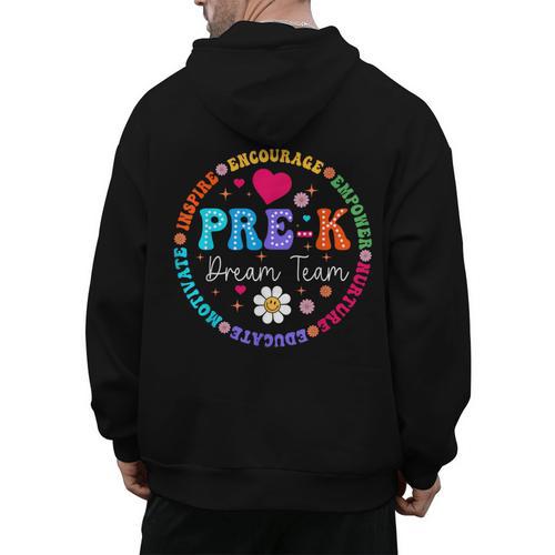 Pre K Dream Team Back To School Boys First Day Teacher Men's Hoodie Back Print - teacherstshirts.com UK