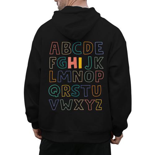Pre K Kindergarten Hi Alphabet Back To School Teachers Men Women Girls Kids Men's Hoodie Back Print - teacherstshirts.com
