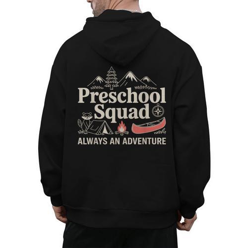 Pre-K Squad Adventure Camping Preschool Teacher Boy Girl Kid Men's Hoodie Back Print - teacherstshirts.com AU