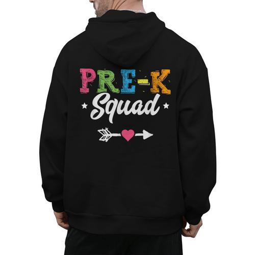 Pre-K Squad Teacher Student Kids Preschool Back To School Men's Hoodie Back Print - teacherstshirts.com