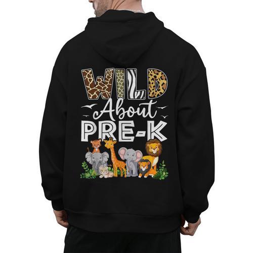 Pre-k Teacher Kids Back To School Wild About Pre-k Men's Hoodie Back Print - teacherstshirts.com CA
