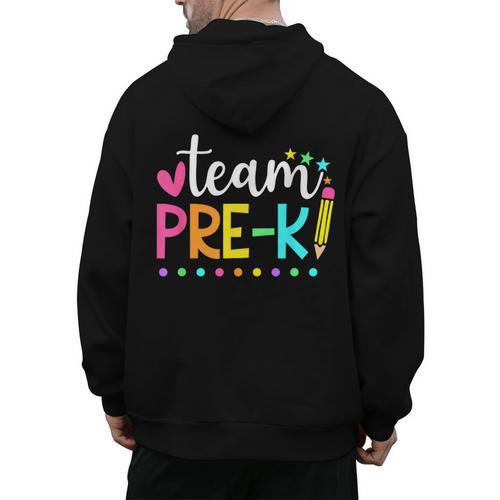 Pre-k Team Pencil Teacher Student Back To School Girls Men's Hoodie Back Print - teacherstshirts.com