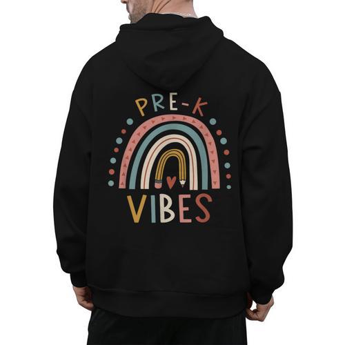 Pre K Vibes Back To School Student Teacher Men's Hoodie Back Print - teacherstshirts.com UK