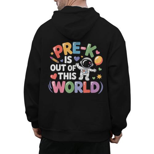 Pre-K Is Out Of This World Space Planets Teacher Men's Hoodie Back Print - teacherstshirts.com AU