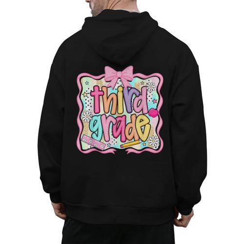Preppy Third Grade Back To School Teacher Girl Kid Men's Hoodie Back Print - teacherstshirts.com UK