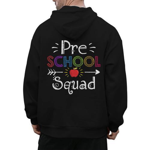 Preschool Squad Preschool Teacher Student Men's Hoodie Back Print - teacherstshirts.com UK