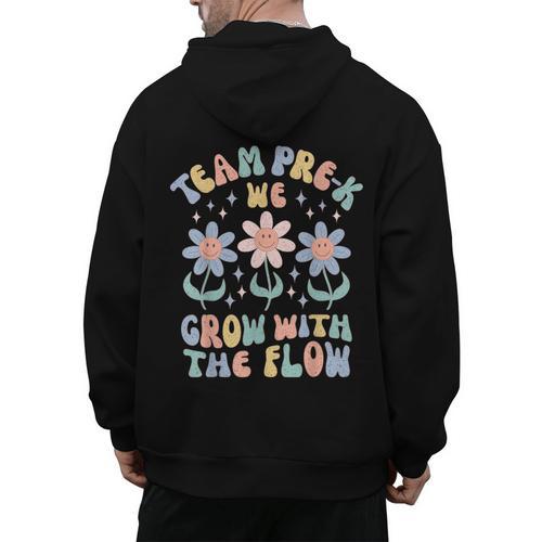 Preschool Teacher Appreciation Team Pre-K Grow With The Flow Men's Hoodie Back Print - teacherstshirts.com