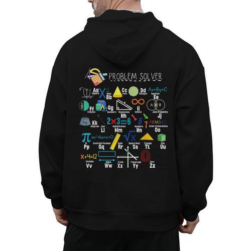 Problem Solver Math Alphabet ABC Teacher Students Men's Hoodie Back Print - teacherstshirts.com UK