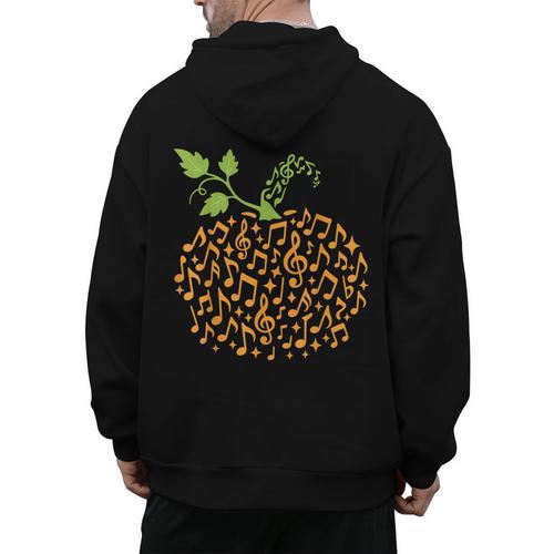 Pumpkin Music Notes Fall Teacher Autumn Halloween Men's Hoodie Back Print - teacherstshirts.com UK