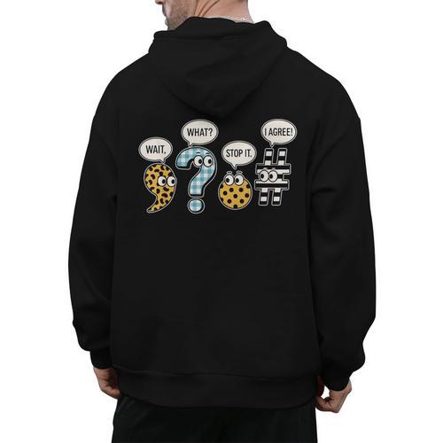 Punctuation English Grammar Teacher Back To School Men's Hoodie Back Print - teacherstshirts.com
