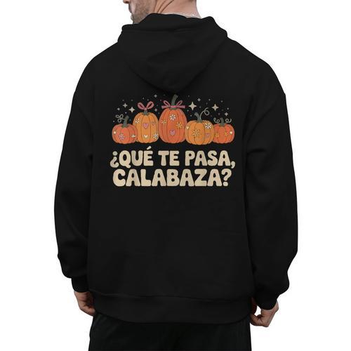 Que Pasa Calabaza Spanish Teacher Bilingual Pumpkin Women Men's Hoodie Back Print - teacherstshirts.com AU