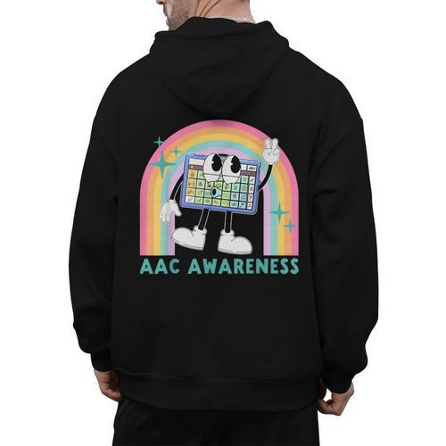 Rainbow AAC Awareness Month SPED Teacher SLP Communication Men's Hoodie Back Print - teacherstshirts.com DE