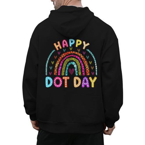 Rainbow Happy Dot Day Shirts Teacher Kids September 15th Men's Hoodie Back Print - teacherstshirts.com UK