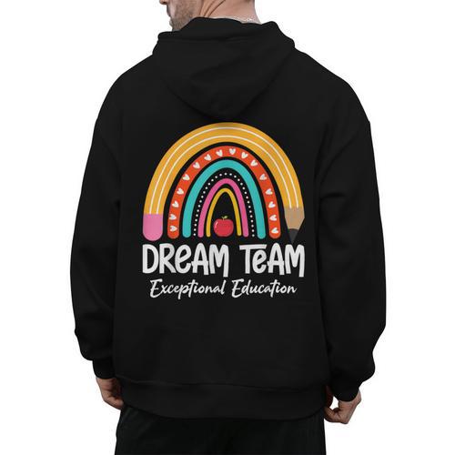 Rainbow Pencil Dream Exceptional Education Team SPED Teacher Men's Hoodie Back Print - teacherstshirts.com AU
