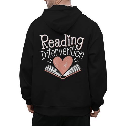 Reading Intervention Teacher Men's Hoodie Back Print - teacherstshirts.com