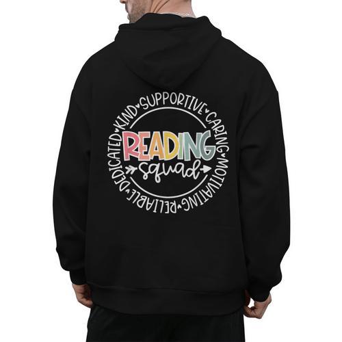 Reading Squad Teacher Reader Librarian Interventionist Team Men's Hoodie Back Print - teacherstshirts.com