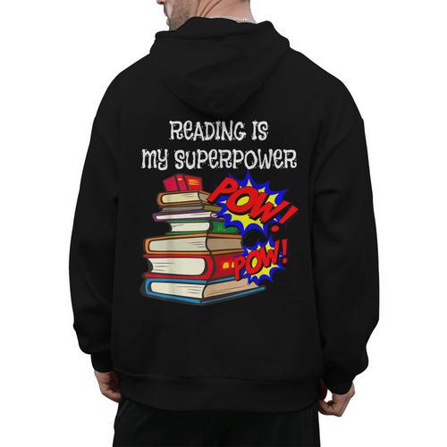 Reading Is My Super Power Superhero Best English Teacher Men's Hoodie Back Print - teacherstshirts.com AU