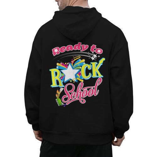 Ready To Rock School Shirt Students And Teachers Men's Hoodie Back Print - teacherstshirts.com UK