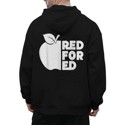 Red For Ed Teacher Support Public Education For Men Women Kids Men's Hoodie Back Print - teacherstshirts.com UK