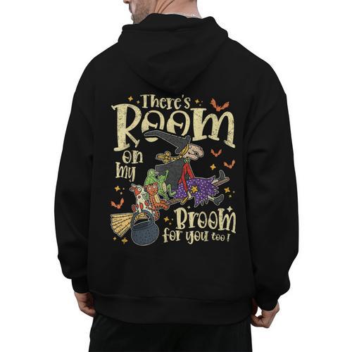 There's Room On My Broom For You Too Teacher Halloween Men's Hoodie Back Print - teacherstshirts.com