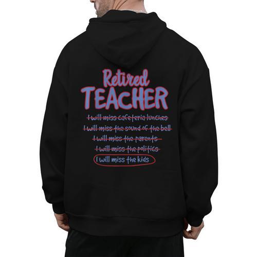 Retiring Teacher Tshirt For Retired Teachers For Men Women Men's Hoodie Back Print - teacherstshirts.com AU