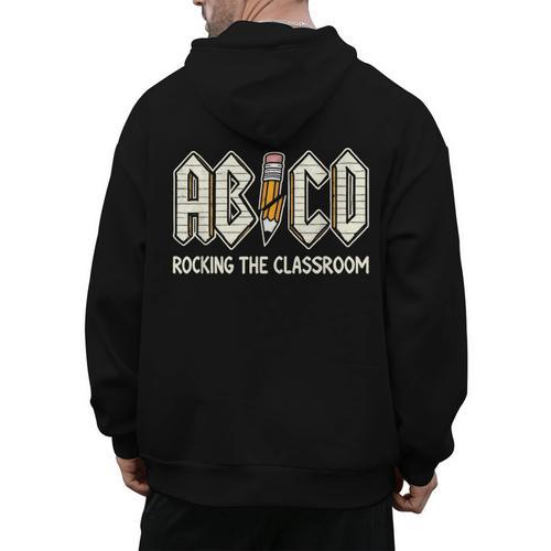Retro Abcd Teacher Novelty Back To School Teacher Men's Hoodie Back Print - teacherstshirts.com UK