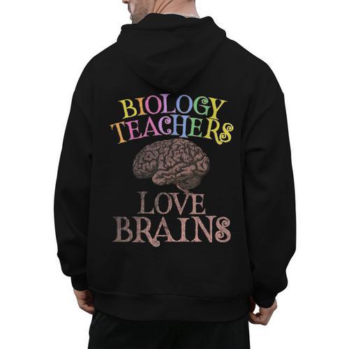 Retro BIOLOGY TEACHERS LOVE BRAINS This Is My Scary STEM Men's Hoodie Back Print - teacherstshirts.com UK