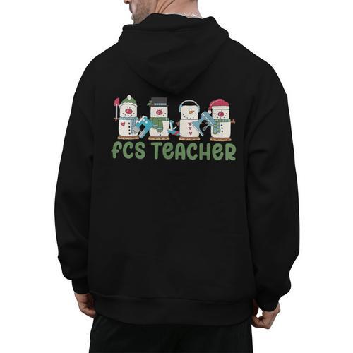 Retro Christmas Snowman FCS Teacher Family Consumer Science Men's Hoodie Back Print - teacherstshirts.com CA