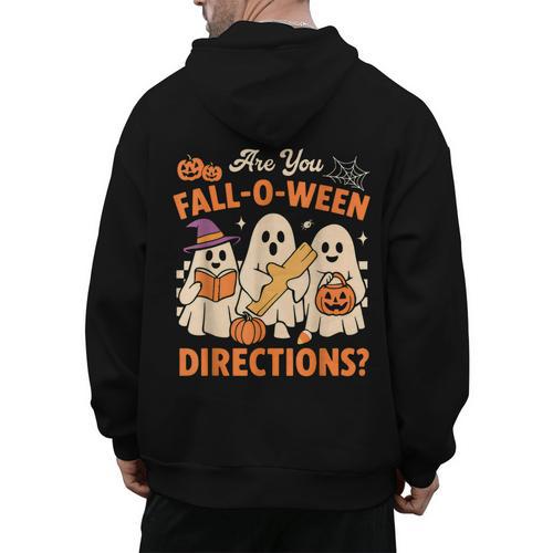 Retro Are You Fall O Ween Directions Ghost Teacher Spooky Men's Hoodie Back Print - teacherstshirts.com DE