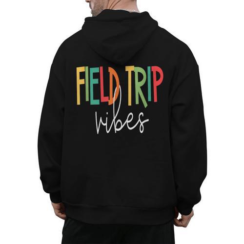Retro Field Trip Vibes Vintage Field Trip Vibes Teacher Kids Men's Hoodie Back Print - teacherstshirts.com CA