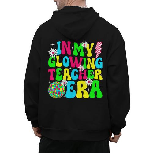 Retro Groovy In My Glowing Teacher Era Happy Teacher's Day Men's Hoodie Back Print - teacherstshirts.com AU