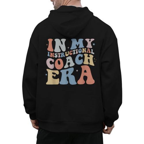 Retro Groovy In My Instructional Coach Era Teacher Men's Hoodie Back Print - teacherstshirts.com AU
