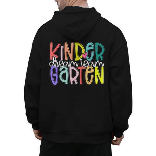 Retro Kindergarten Dream Team Back To School Teacher Kids Men's Hoodie Back Print - teacherstshirts.com