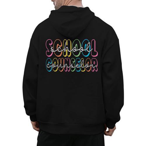 Retro School Counselor Counseling Teacher Appreciation Men's Hoodie Back Print - teacherstshirts.com AU