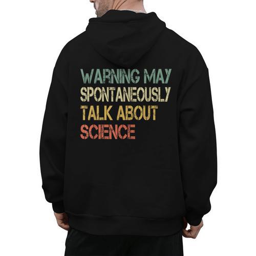 Retro Scientist Warning May Talk About Science Teacher Men's Hoodie Back Print - teacherstshirts.com AU
