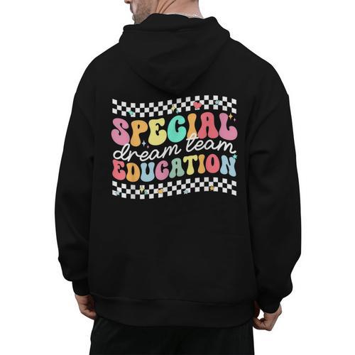 Retro Special Education Squad Groovy Dream Team SPED Teacher Men's Hoodie Back Print - teacherstshirts.com AU