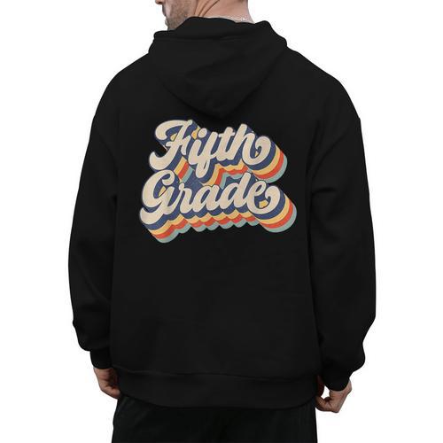 Retro Sunset Fifth Grade Teacher & Student Back To School Men's Hoodie Back Print - teacherstshirts.com DE
