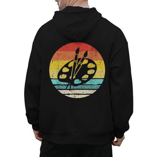 Retro Vintage Paint Palette Costume Artist Art Teacher Men Women Men's Hoodie Back Print - teacherstshirts.com