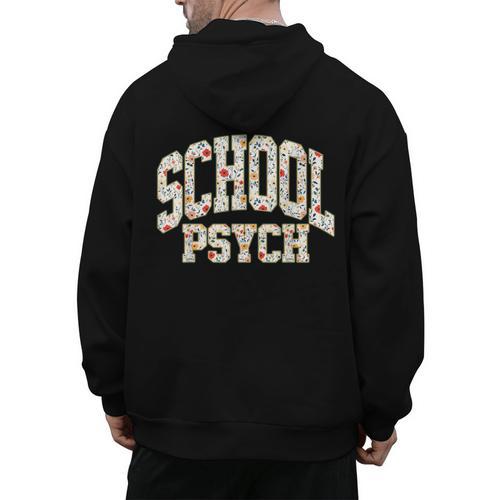 Retro Wildflower School Psych Teacher School Psychologist Men's Hoodie Back Print - teacherstshirts.com UK