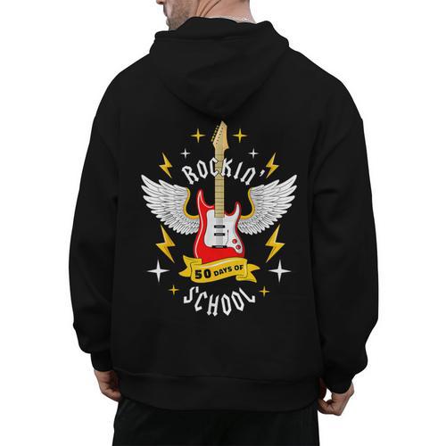 Rockin 50 Days Of School 50th Day Of School Teacher Student Men Women Girls Kids Men's Hoodie Back Print - teacherstshirts.com UK