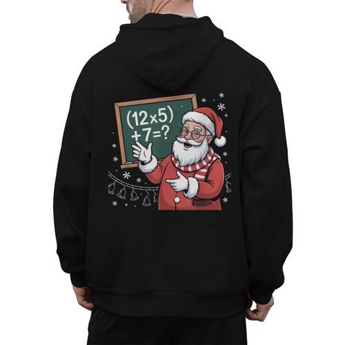 Santa Teacher 67 Math Christmas Xmas Holiday Number 67 Men's Hoodie Back Print - teacherstshirts.com AU