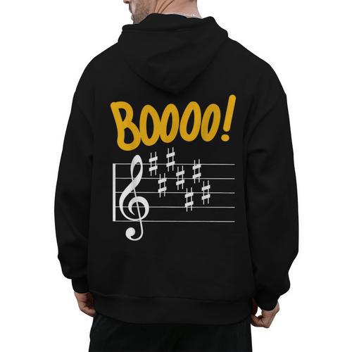 Scary Key Signature Boo Music Halloween Musician Teacher Men Women Men's Hoodie Back Print - teacherstshirts.com