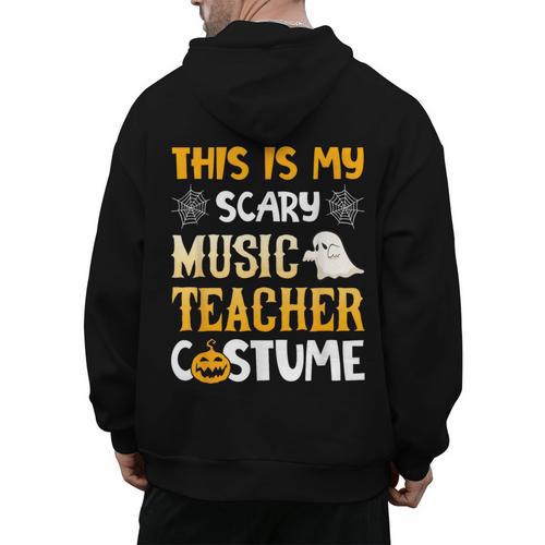 This Is My Scary Music Teacher Halloween Costumes Pajama Men's Hoodie Back Print - teacherstshirts.com AU