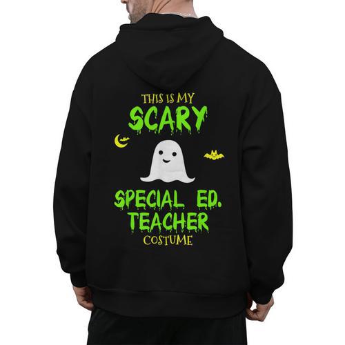 Scary Special Education Ed Teacher Costume Halloween Easy Men's Hoodie Back Print - teacherstshirts.com DE