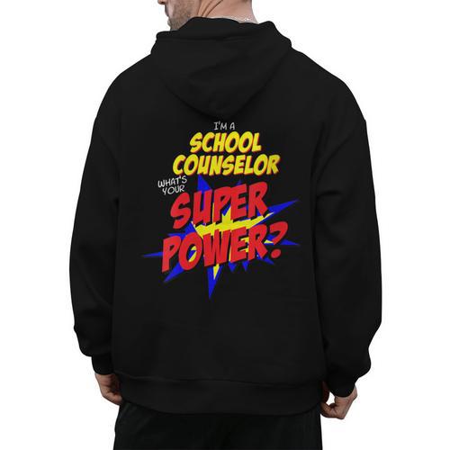 School Counselor Teacher Superhero Superpower Comic Book Men's Hoodie Back Print - teacherstshirts.com AU